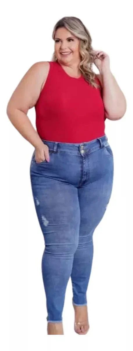 Calça Plus Jeans Semi Destroyed Leon - Leon Elegance