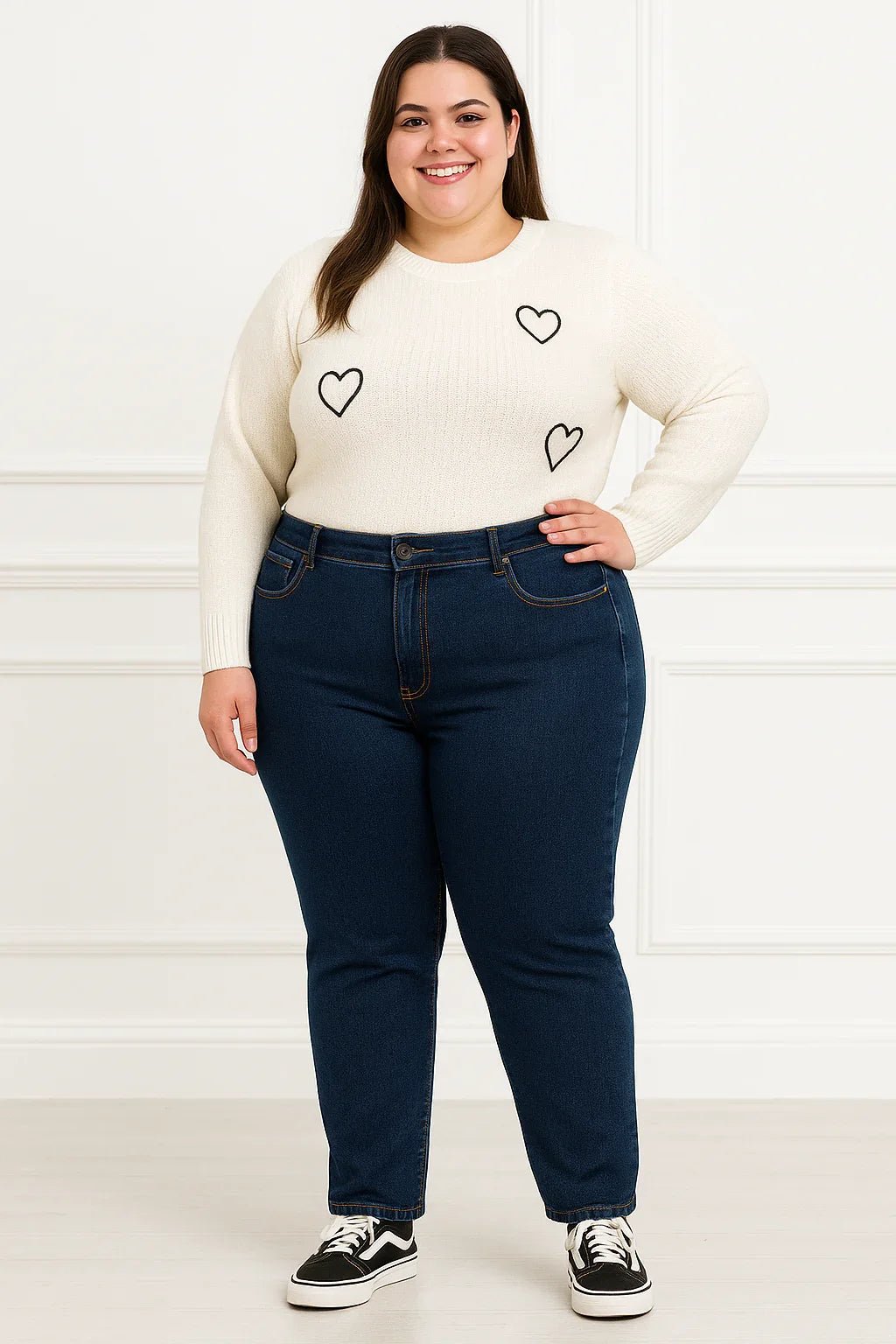 Calça plus. size Jeans Feminina Azul Escuro sawary - Leon Elegance