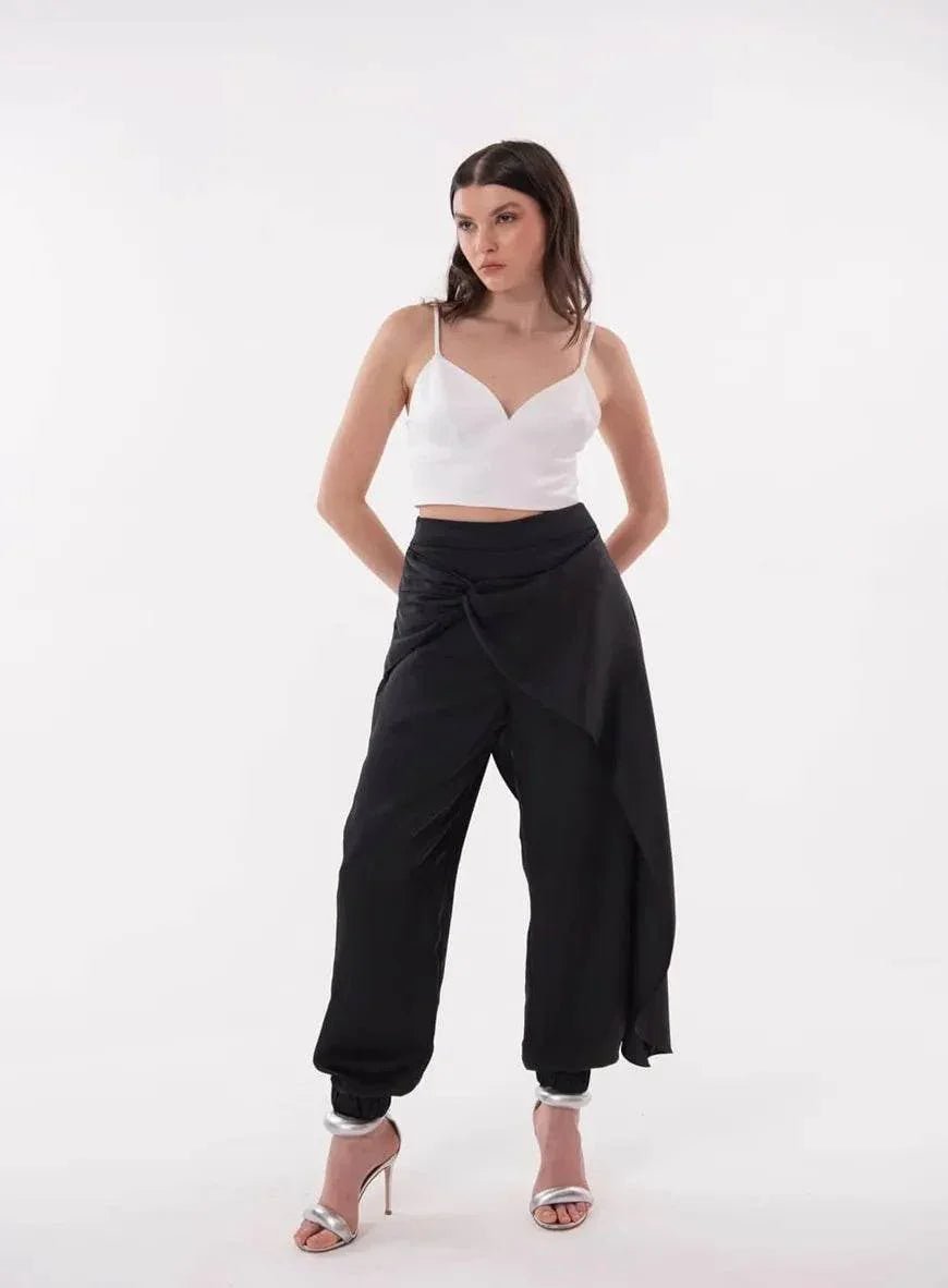 Calça Preta Tufi Duek Transpassada - Leon Elegance