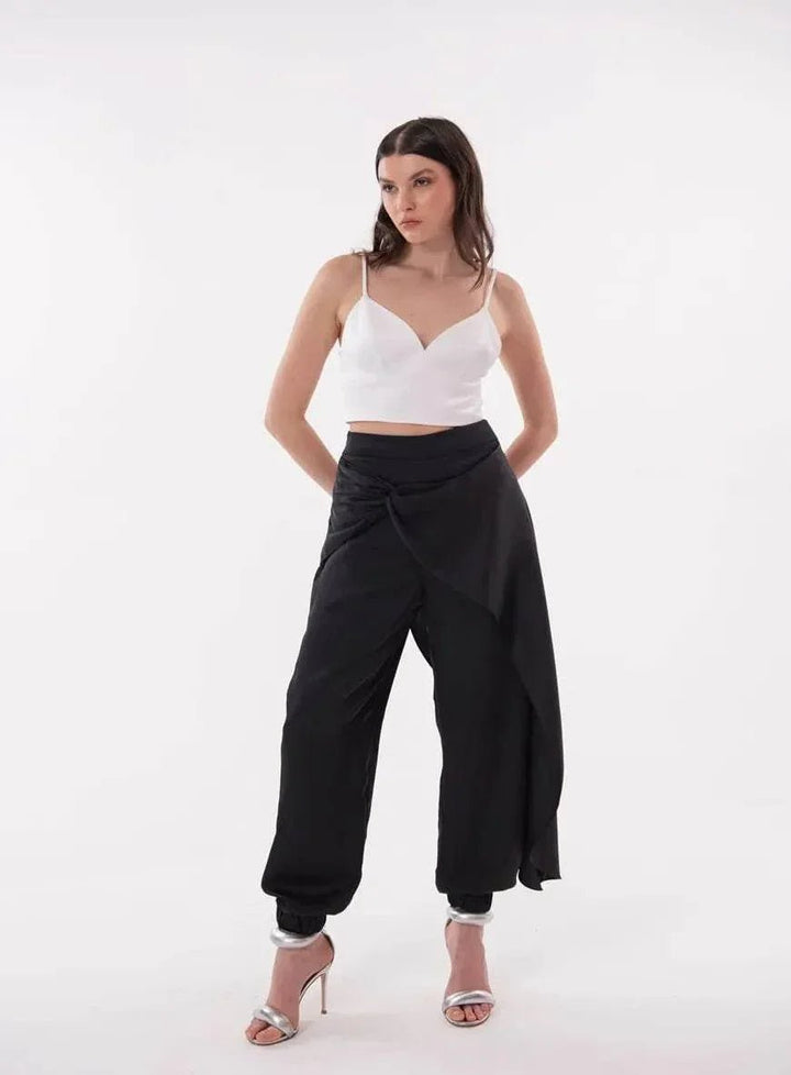 Calça Preta Tufi Duek Transpassada - Leon Elegance