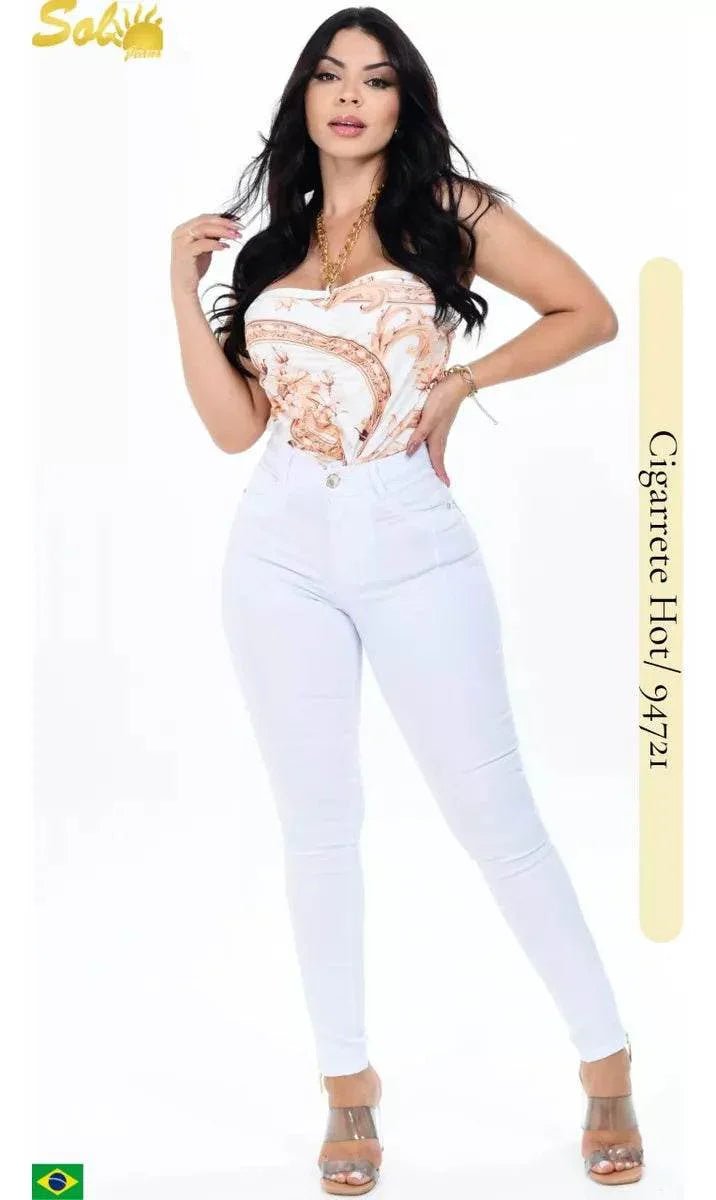 Calça Skinny de Sarja com Zíper Na Barra Leon - Leon Elegance