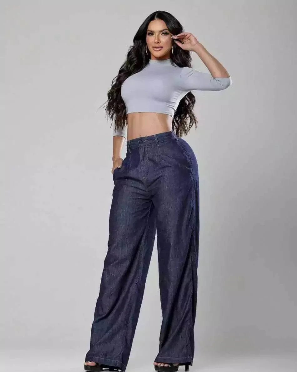 Calça Wide Sculpt Escura Leon - Leon Elegance