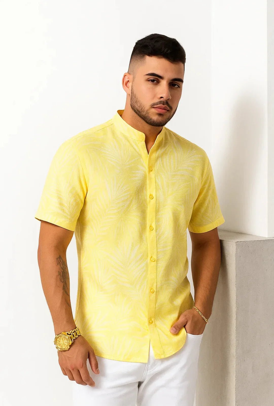 Camisa Florida Tricoline Gola Padre Leon - Leon Elegance