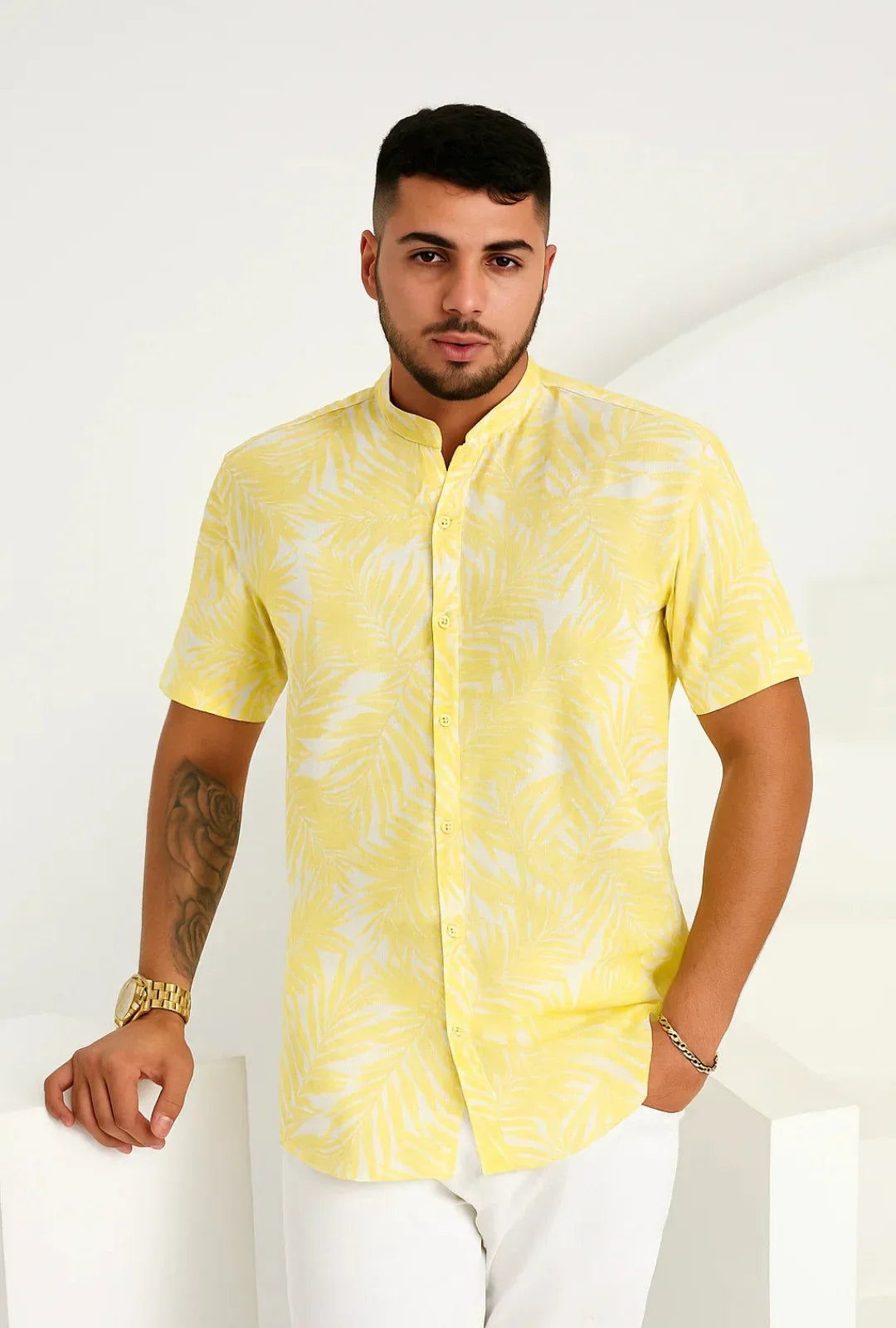 Camisa Florida Tricoline Gola Padre Leon - Leon Elegance