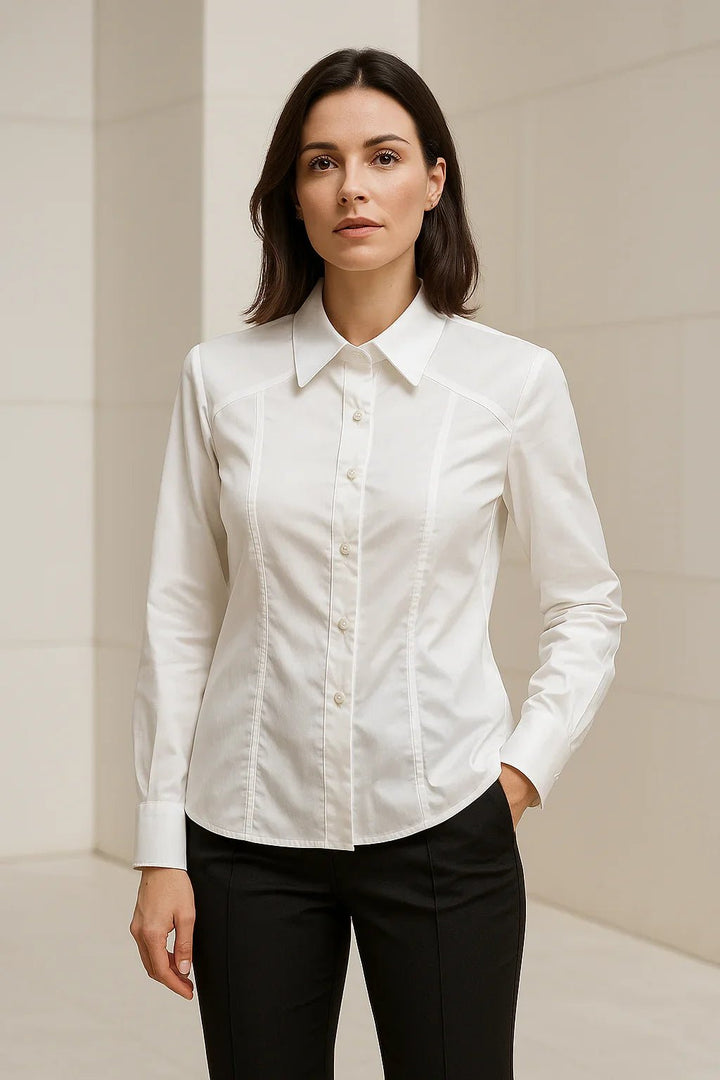 Camisa Klepton Feminina Social Branca Manga Longa - Leon Elegance