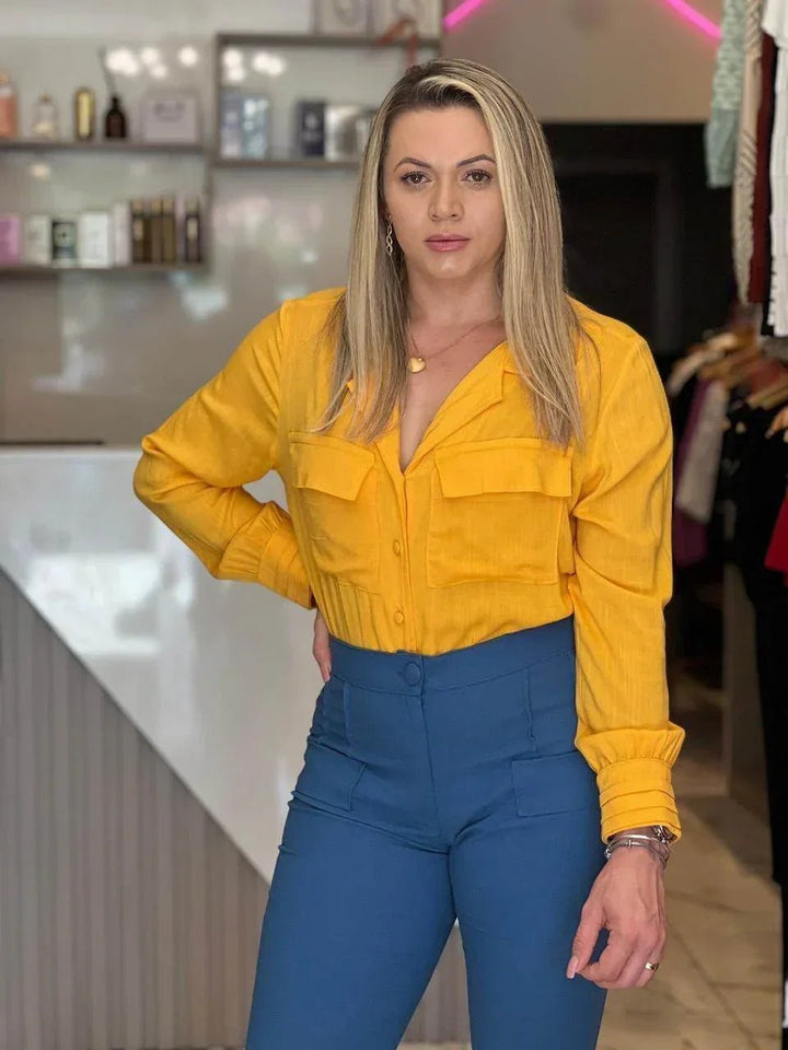 Camisa Longa em Linho Botão Forrado Leon - Leon Elegance