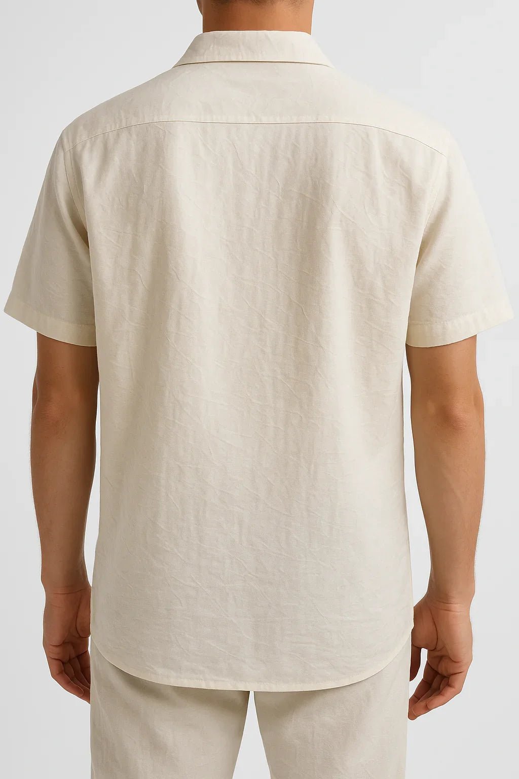 Camisa Tradicional Linho Gola Cubana Off White - Leon Elegance