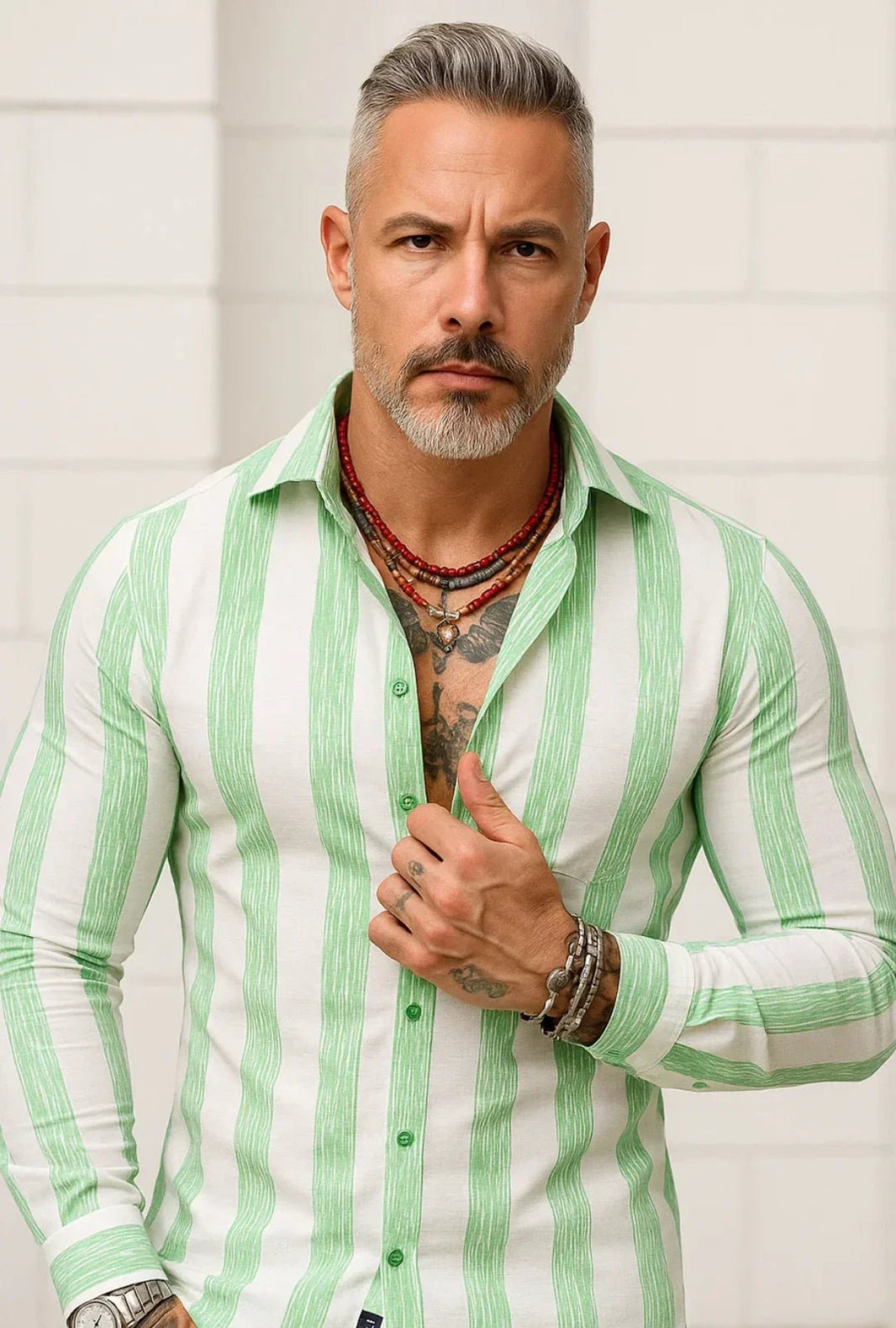 Camisa Tricoline Hidro Estampada Leon - Leon Elegance