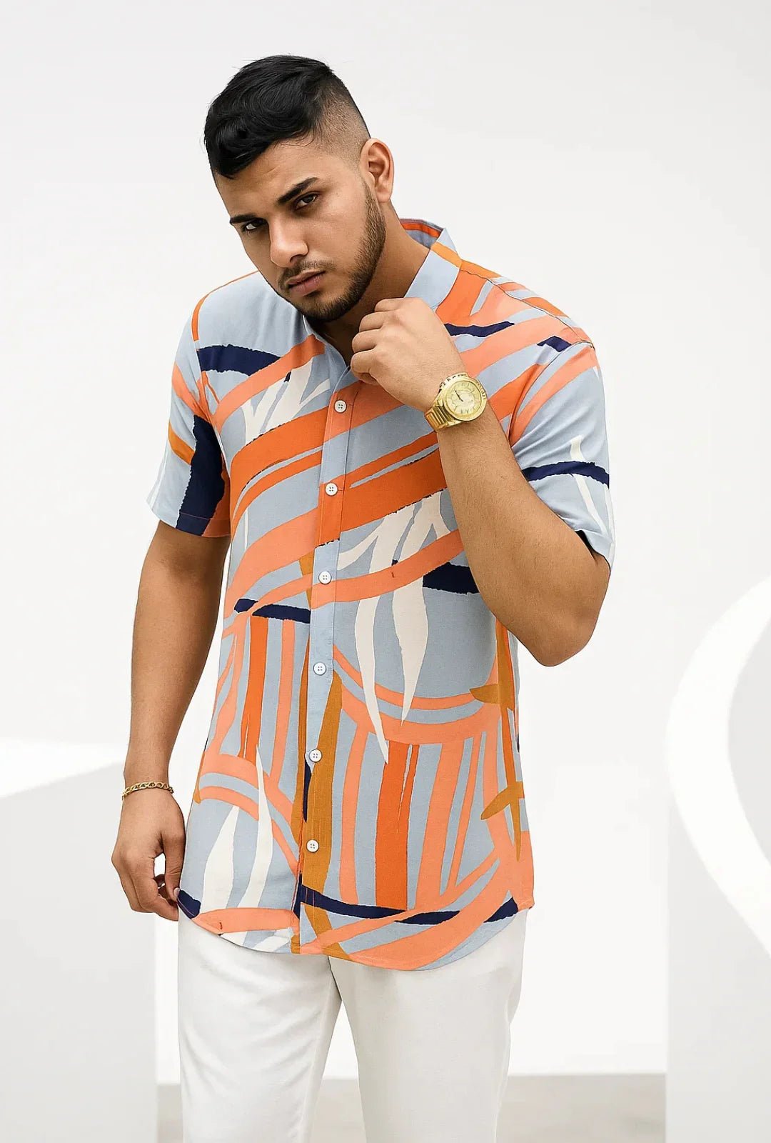 Camisa Viscosa em Gola Padre Leon - Leon Elegance