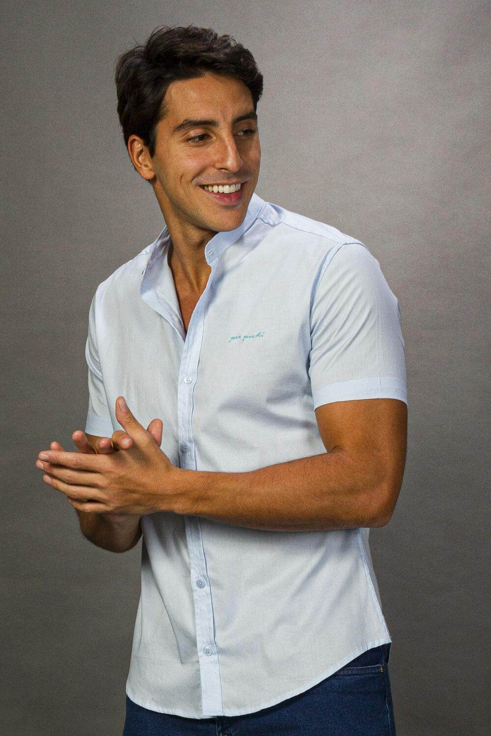 Camisa Manga Curta Linho Com Elastano Leon - Leon Elegance