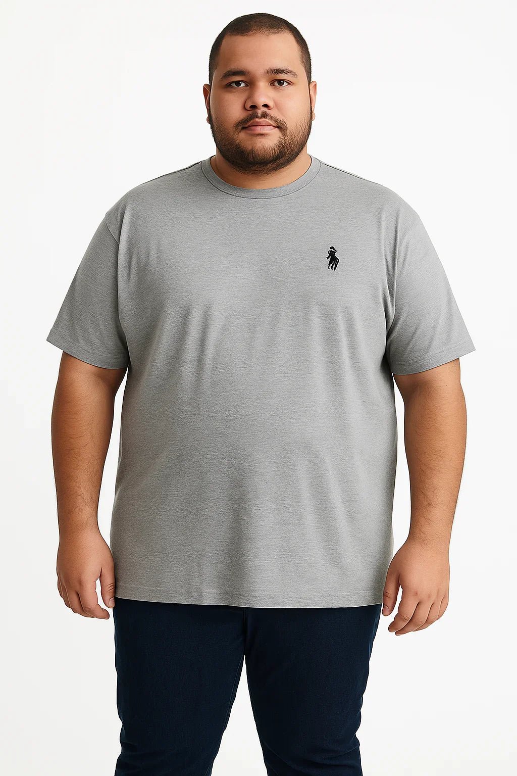 Camiseta Cinza Mescla Gola careca Masculina - Leon Elegance