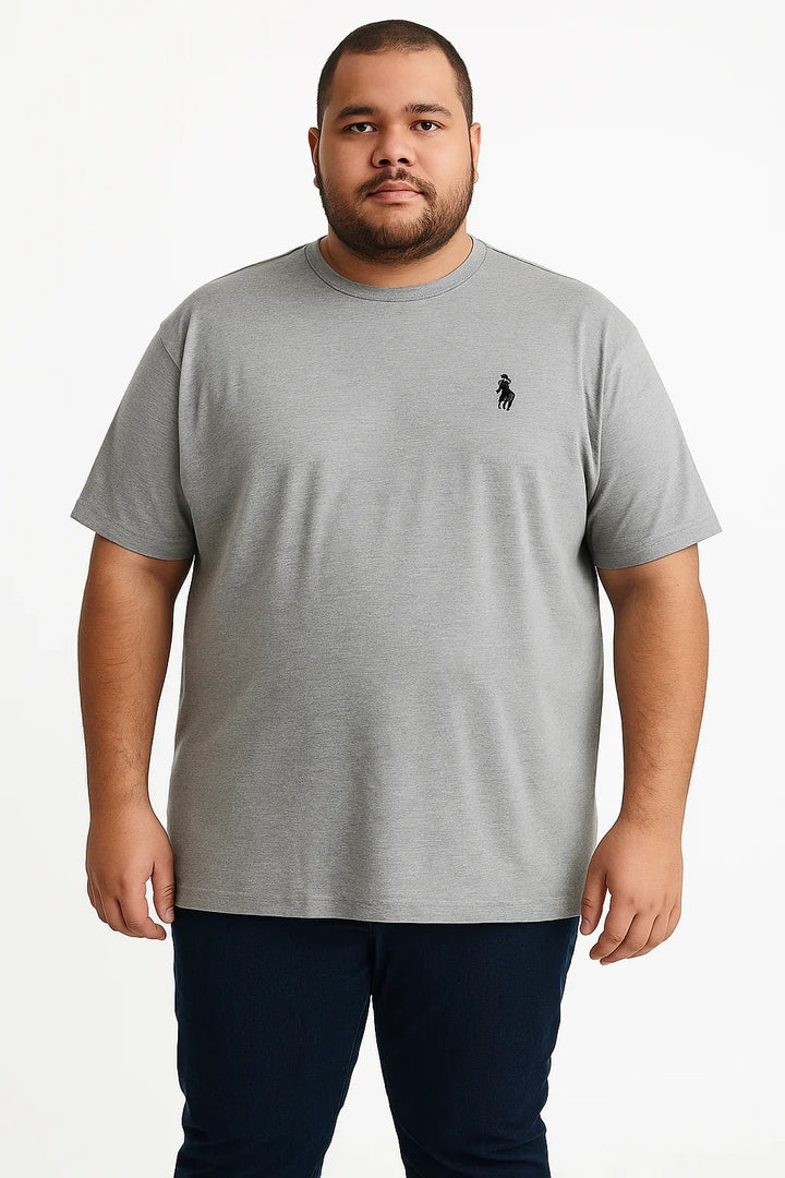 Camiseta Cinza Mescla Gola careca Masculina - Leon Elegance