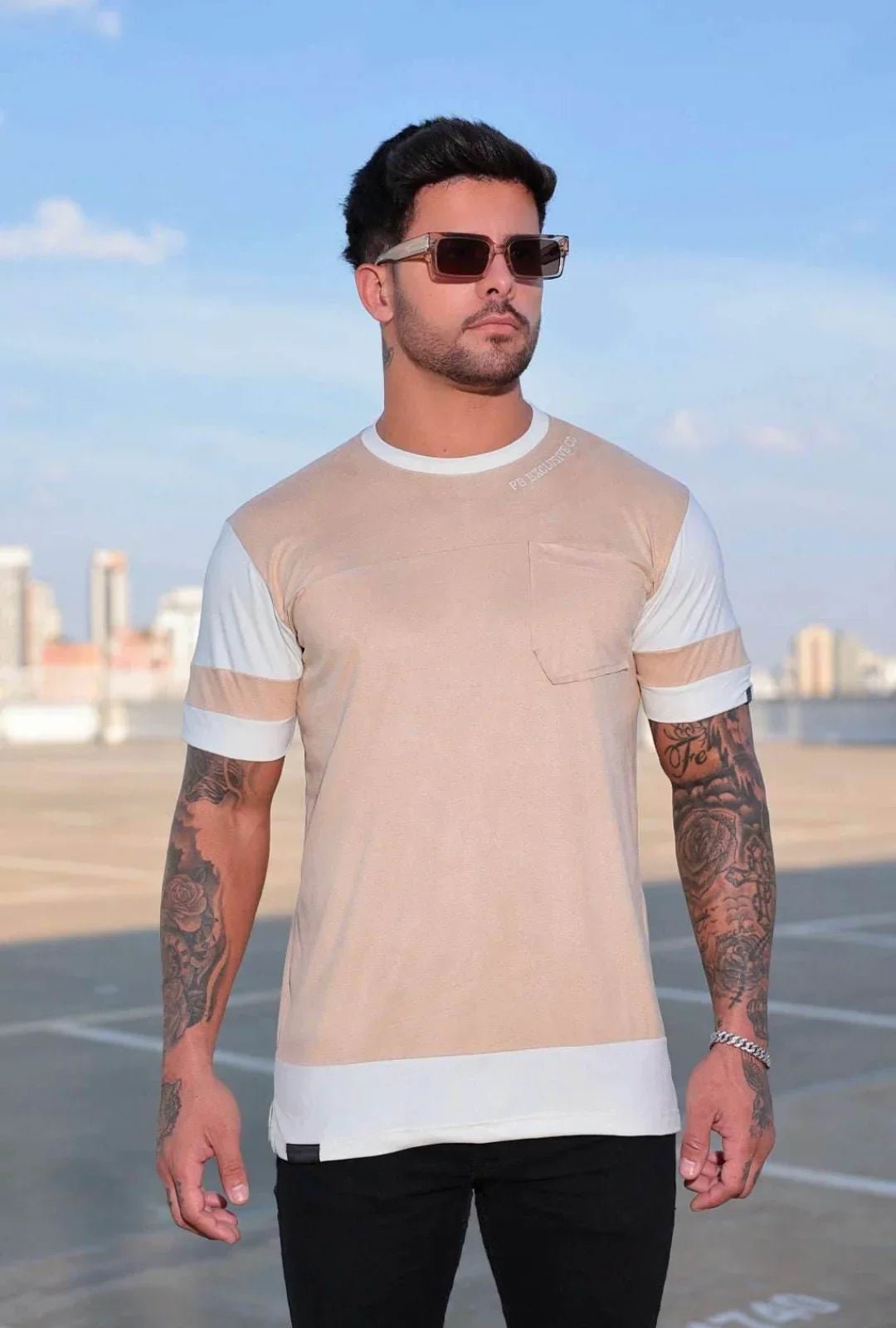 Camiseta FB Slim Suede Recorte Vanilla - Leon Elegance