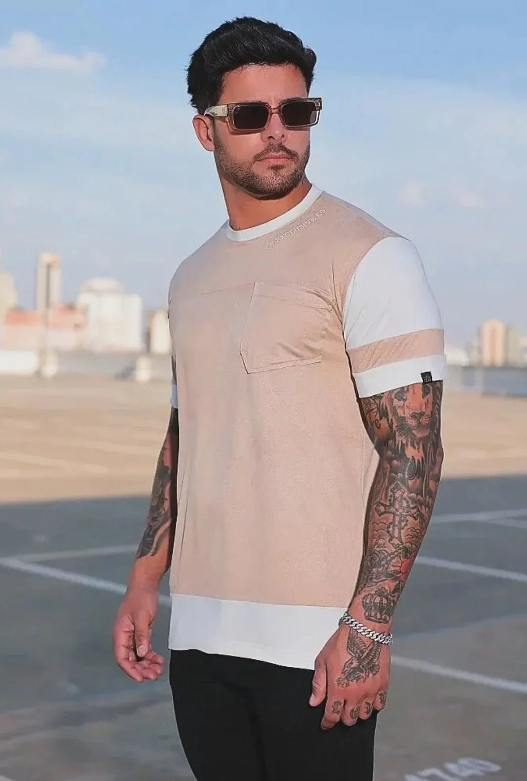 Camiseta FB Slim Suede Recorte Vanilla - Leon Elegance