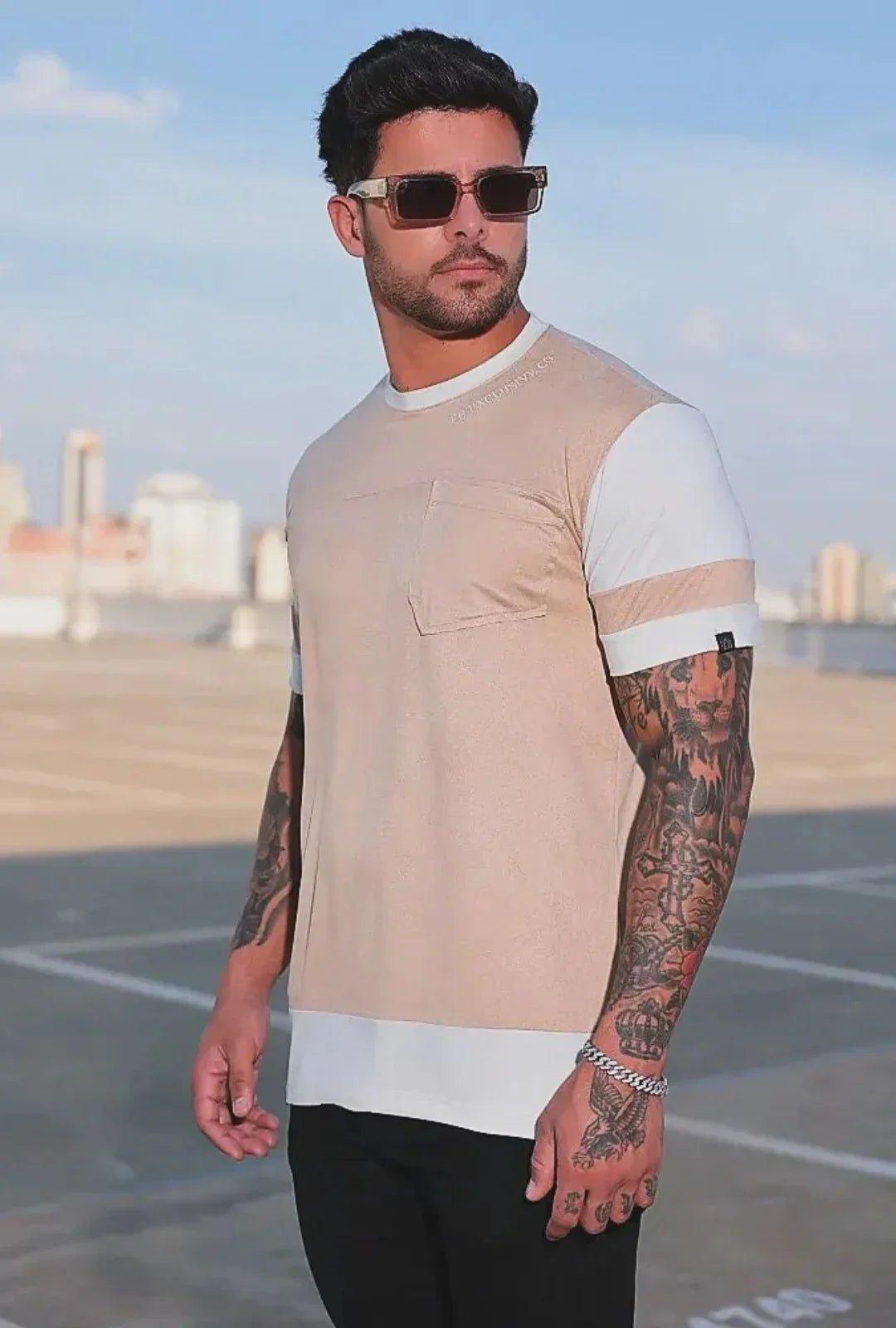 Camiseta FB Slim Suede Recorte Vanilla - Leon Elegance