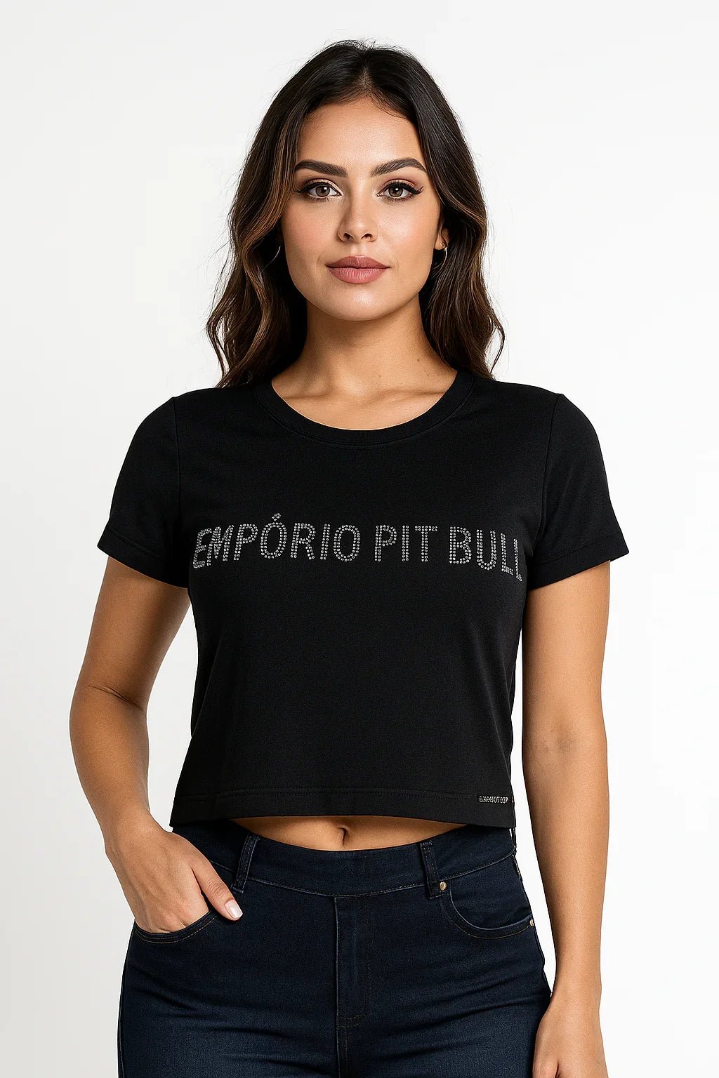 Camiseta Feminina Empório Pit Bull com Logo em Strass - Leon Elegance