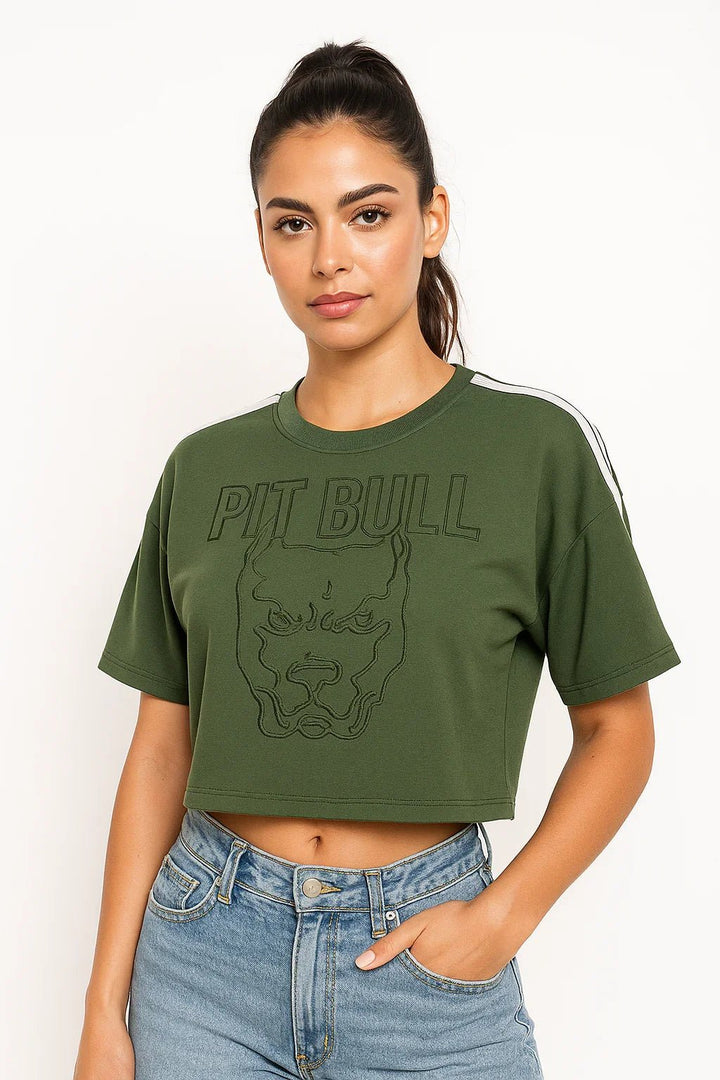 Camiseta Feminina Pit Bull Verde com Estampa Bordada - Leon Elegance