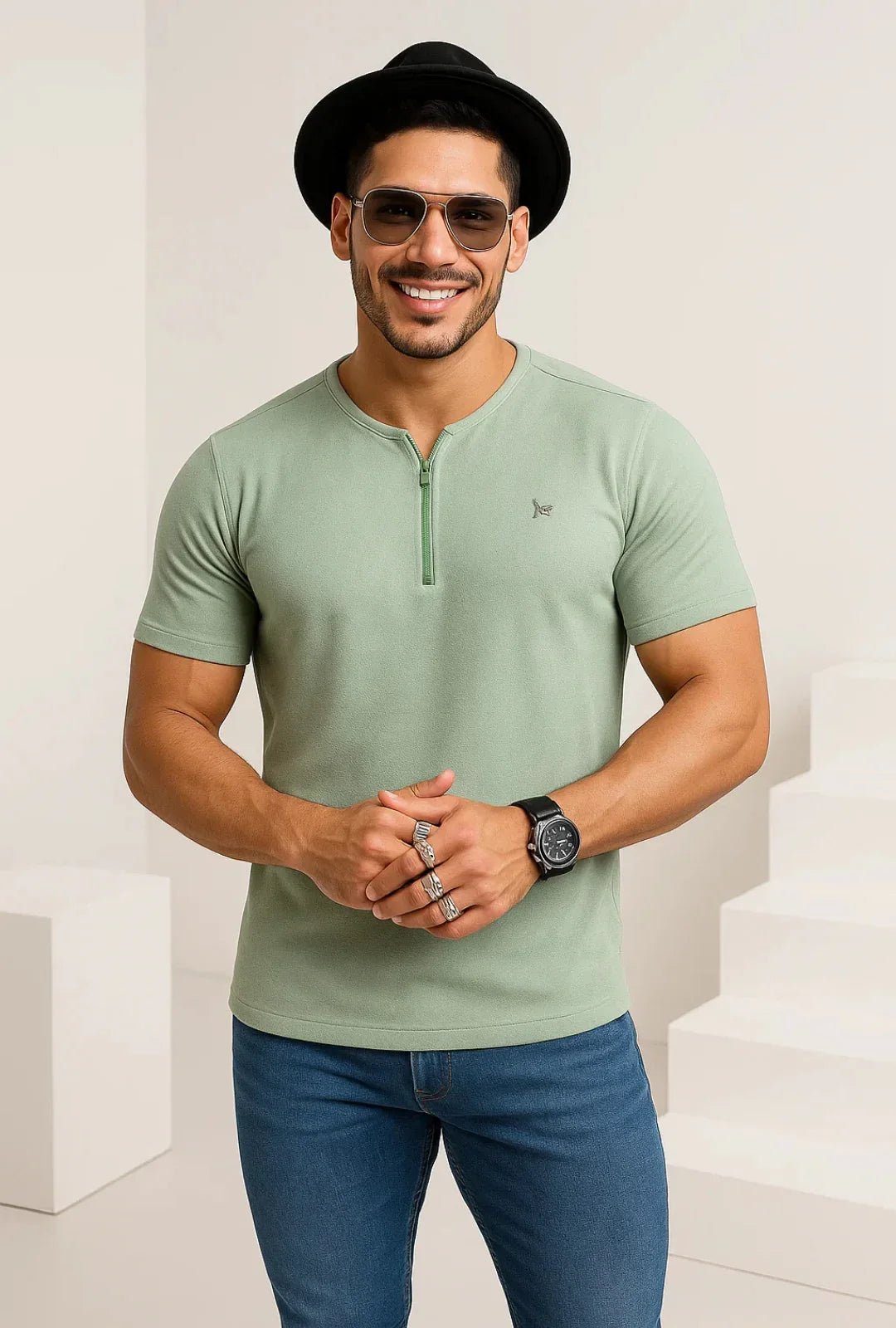 Camiseta Suede c/ Zipper Leon - Leon Elegance