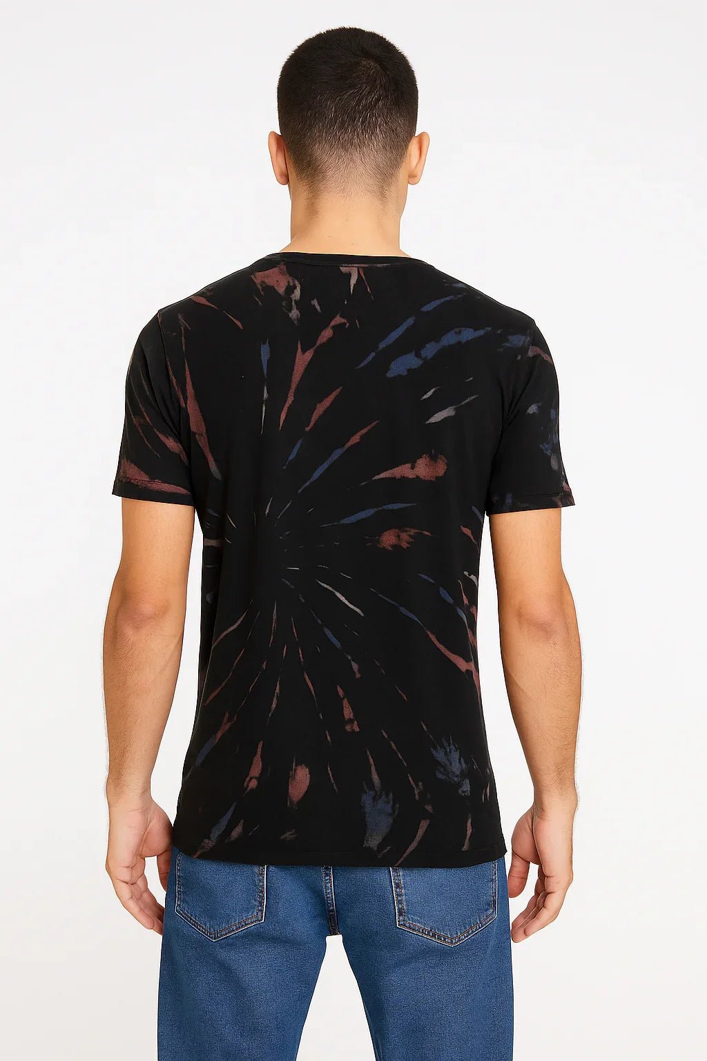 Camiseta Tradicional Tie - Dye Preto Multicolor - Leon Elegance