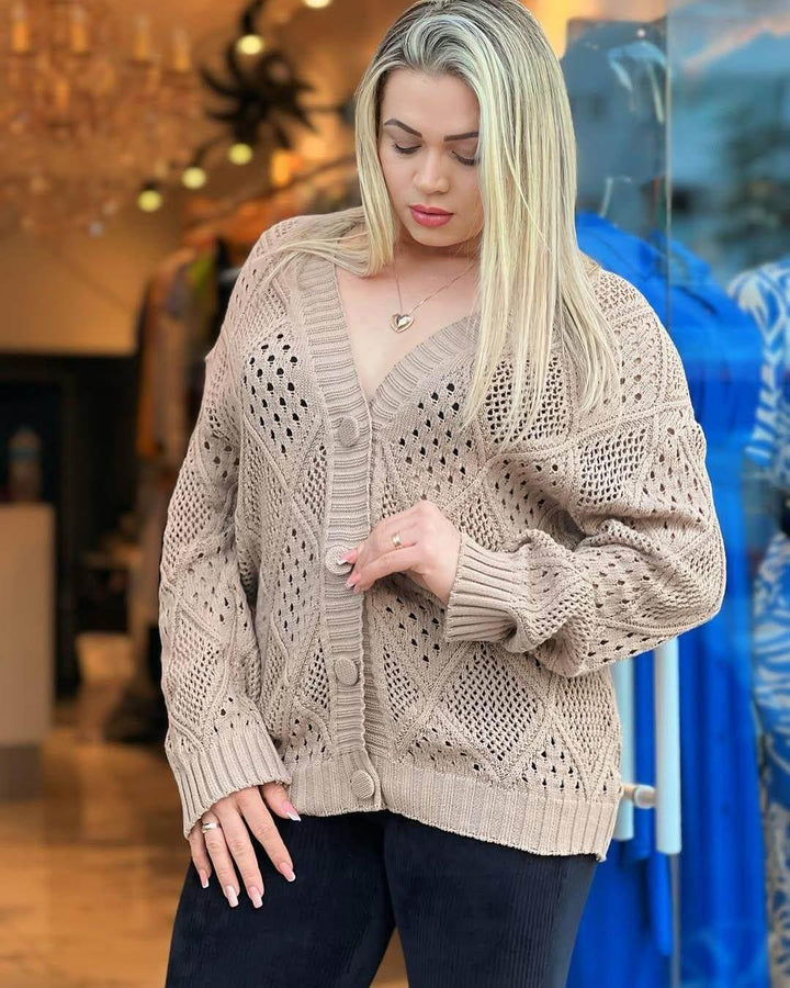 Casaco De Tricot Cheio Leon - Leon Elegance