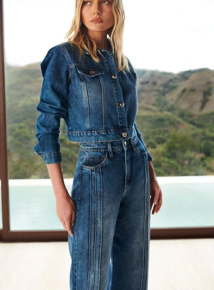 Calça Jeans Pantalona Nervura Leon