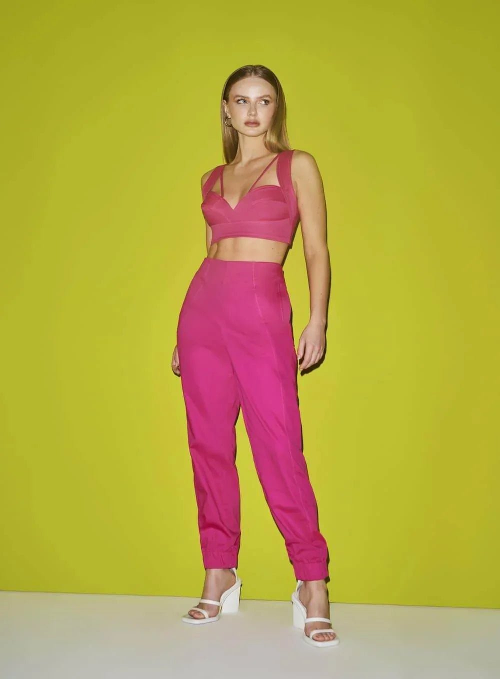 Conjunto Cropped e Calça Pink Tufi Duek - Leon Elegance