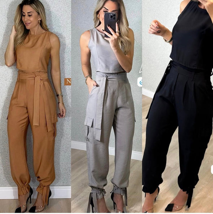 Conjunto Feminino Alfaiataria Regata com Calça Jogger Leon Elegance - Leon Elegance