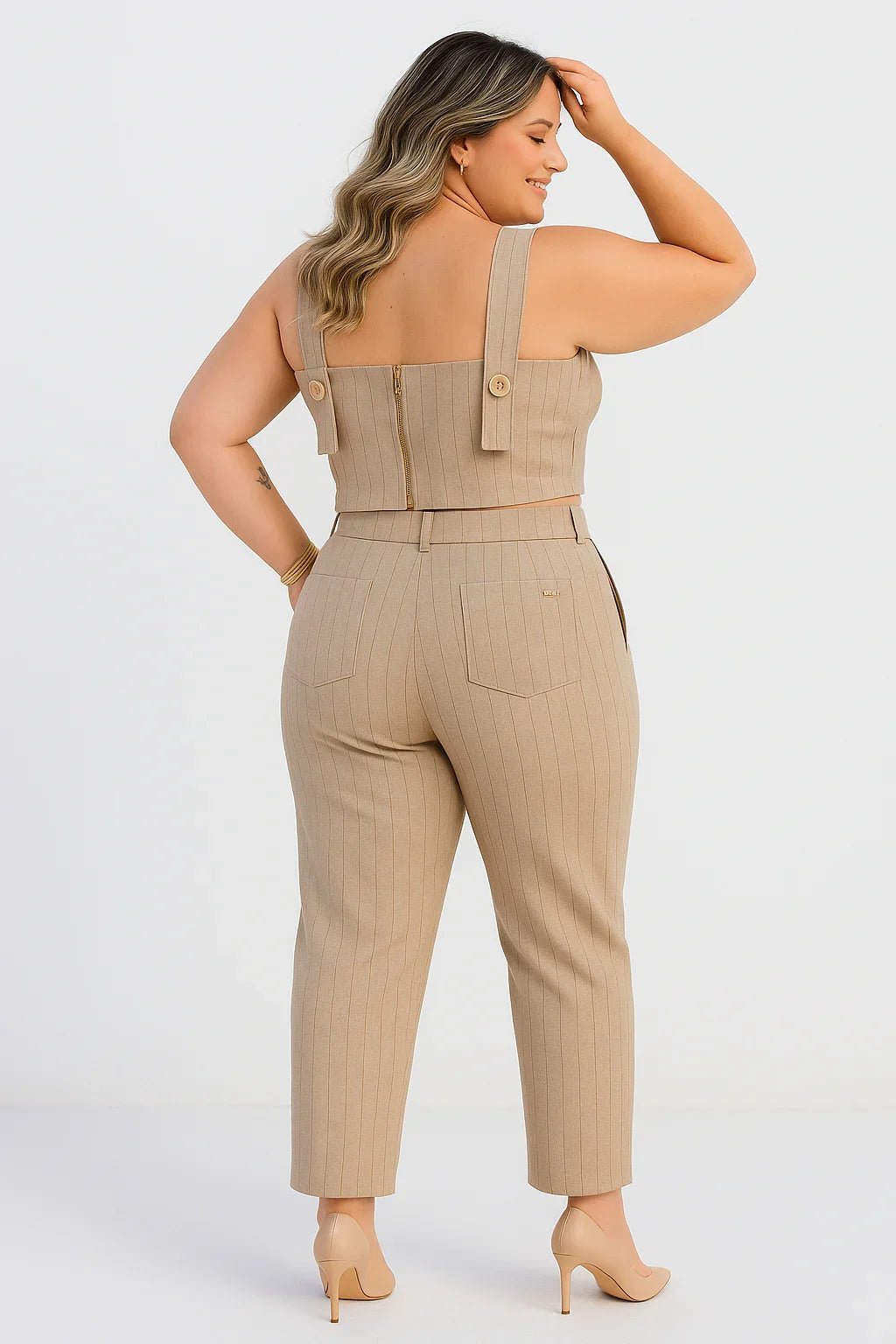 Conjunto Klepton Alfaiataria Listrado Plus Size - Leon Elegance