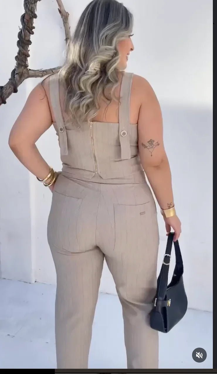 Conjunto Klepton Alfaiataria Listrado Plus Size - Leon Elegance