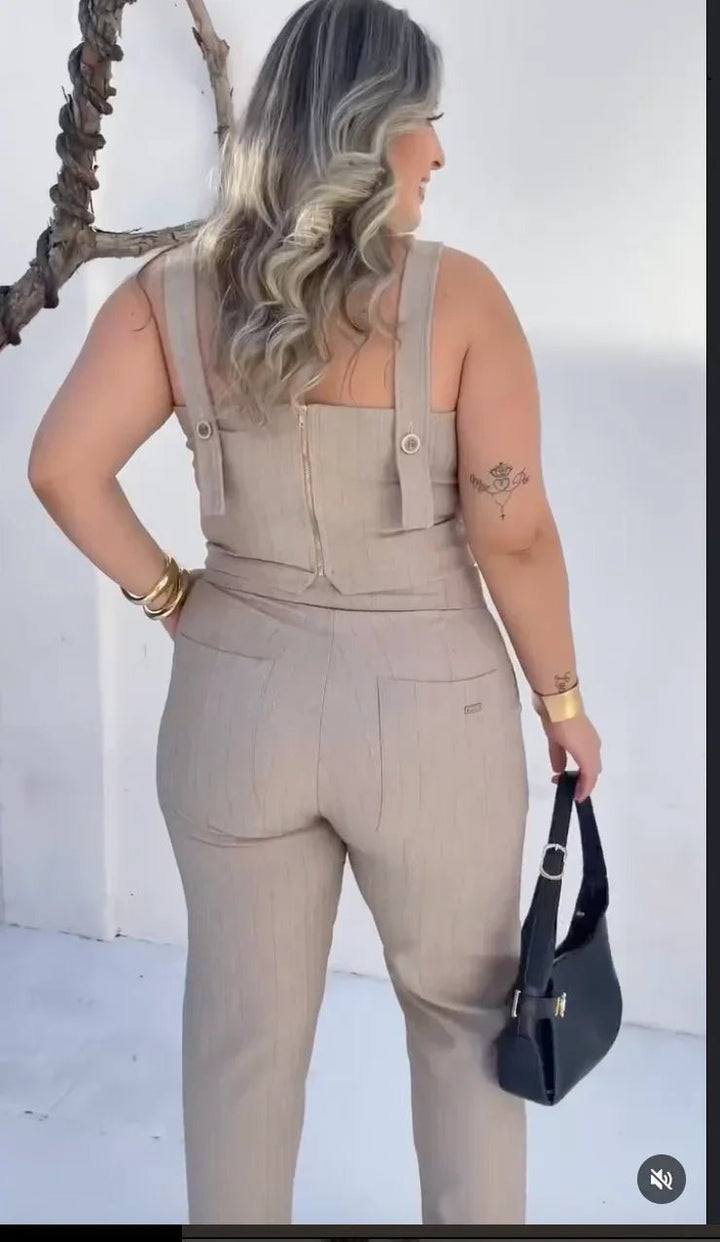 Conjunto Klepton Alfaiataria Listrado Plus Size - Leon Elegance