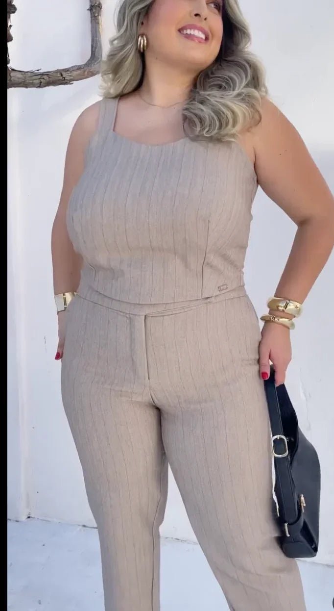 Conjunto Klepton Alfaiataria Listrado Plus Size - Leon Elegance