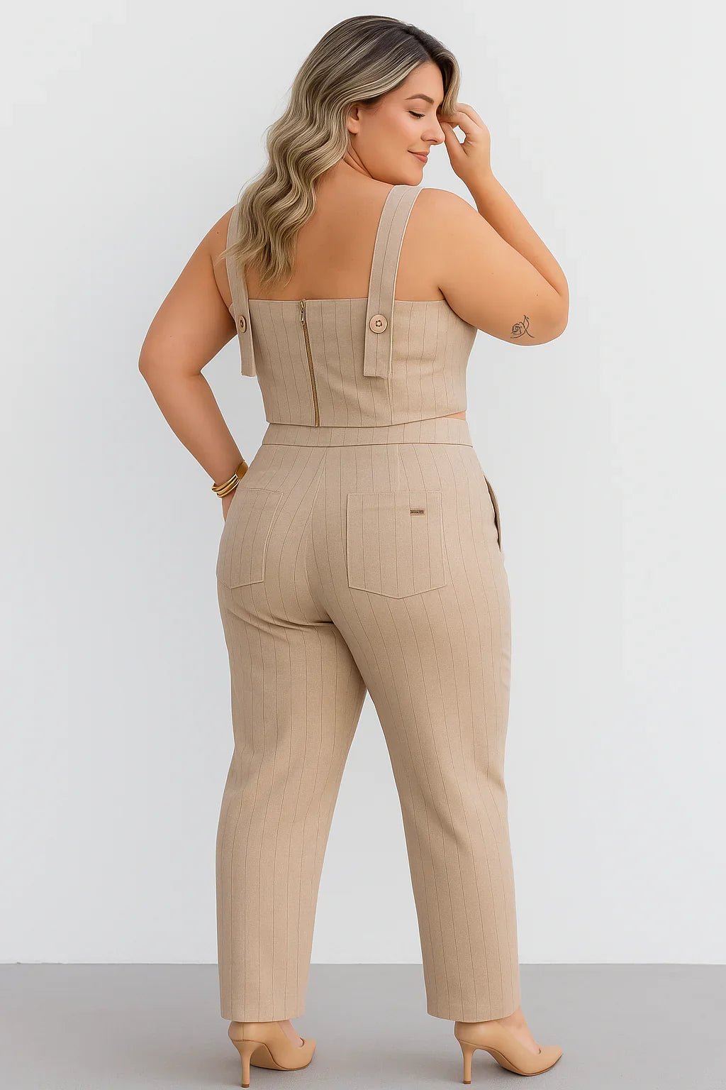 Conjunto Klepton Alfaiataria Listrado Plus Size - Leon Elegance