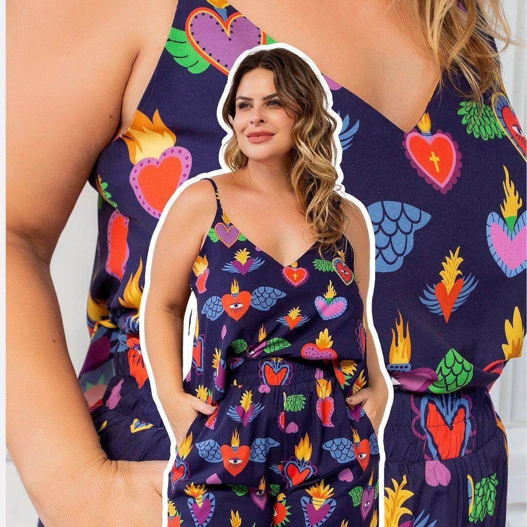 Conjunto Pijama Cropped Valente Coração Leon - Leon Elegance