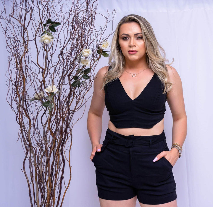 Cropped Alexa Slub Detalhe V no Busto Leon - Leon Elegance