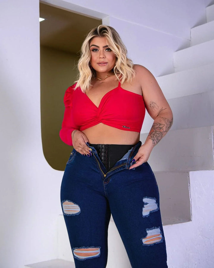 Cropped Assimétrico Manga Única Plus Size Fofofinha - Leon Elegance