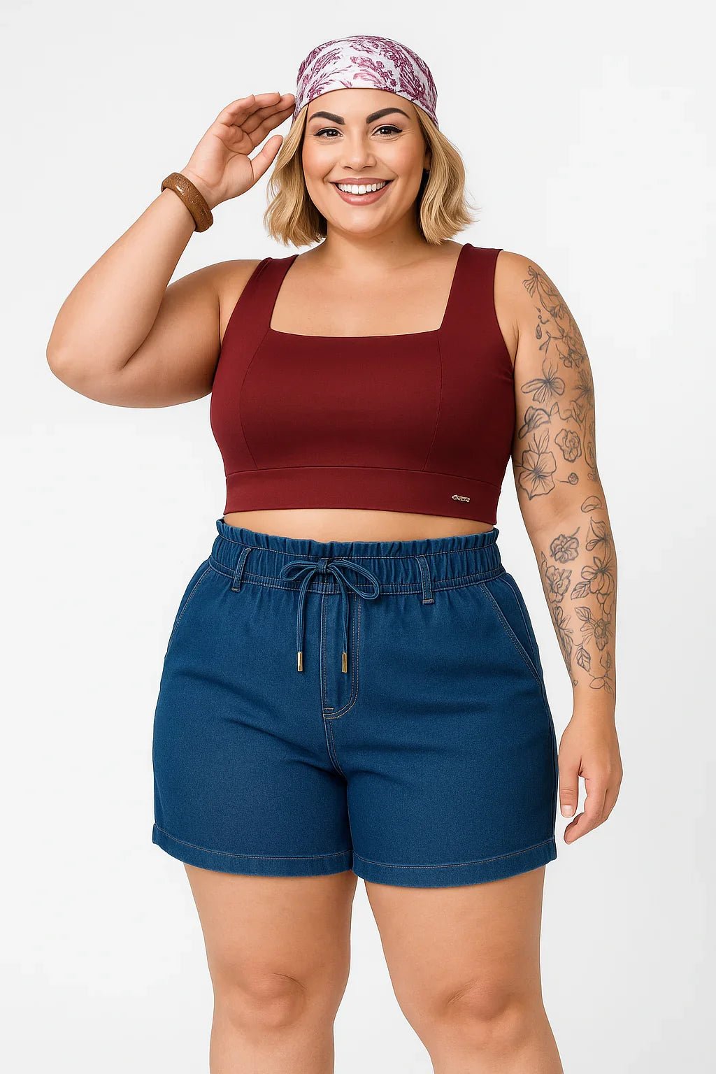 Cropped Decote Quadrado Plus Size Fofofinha - Leon Elegance
