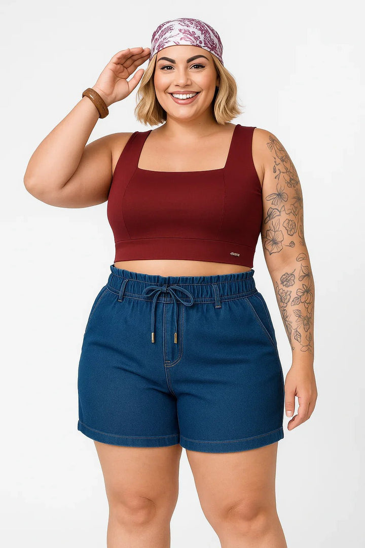 Cropped Decote Quadrado Plus Size Fofofinha - Leon Elegance