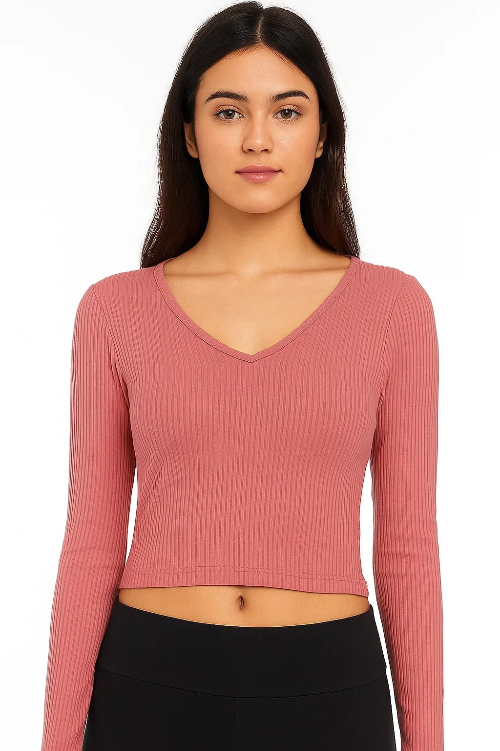 Cropped Feminino K2B Canelado Decote V Manga Longa - Leon Elegance