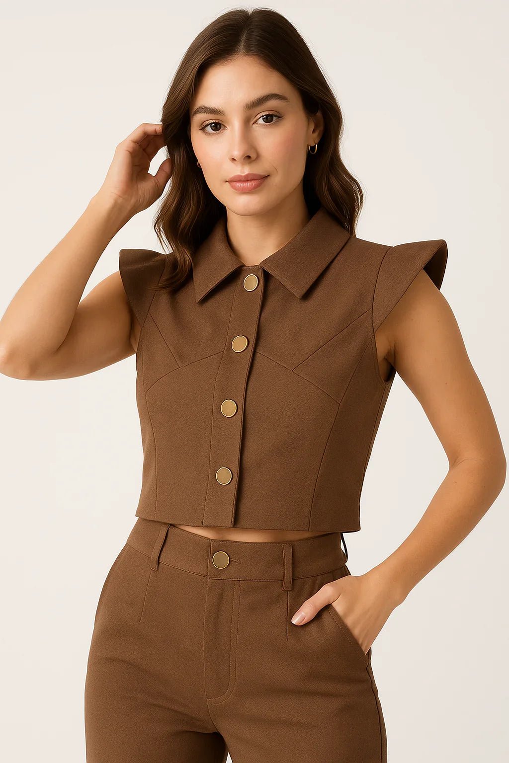 Cropped Klepton Estruturado com Botões - Leon Elegance