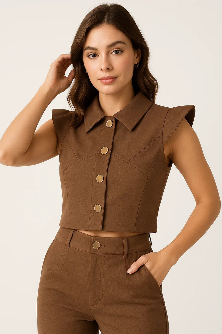 Cropped Klepton Estruturado com Botões - Leon Elegance