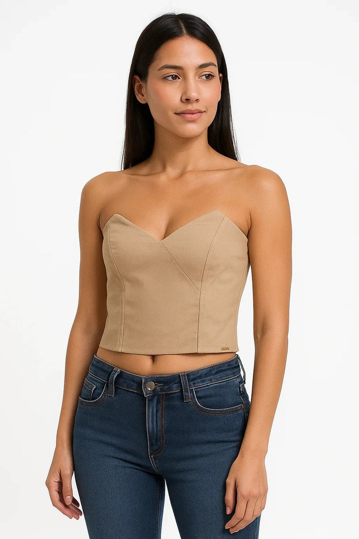 Cropped Klepton Feminino Bege Estruturado - Leon Elegance