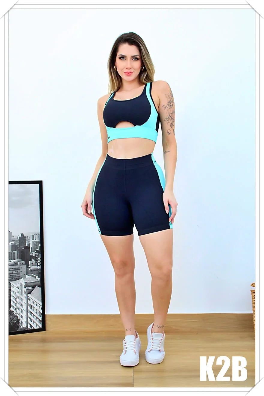 Conjunto Fitness Top e Shorts Tielina Leon