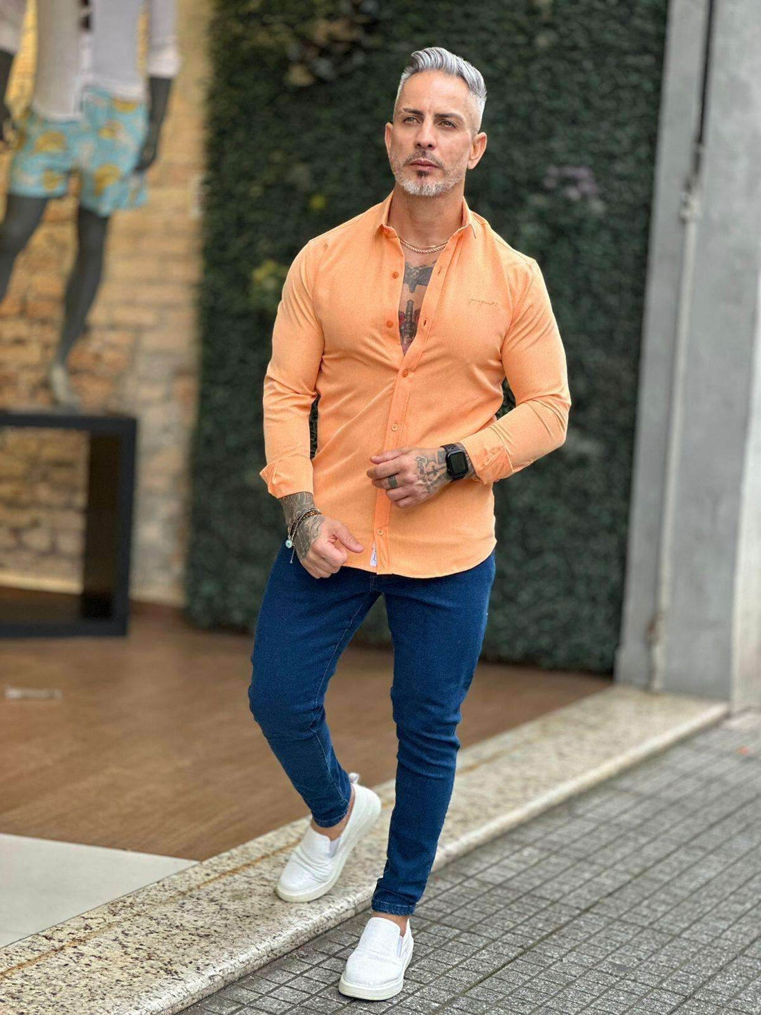 Camisa Manga Longa Gola Italiana Leon - Leon Elegance