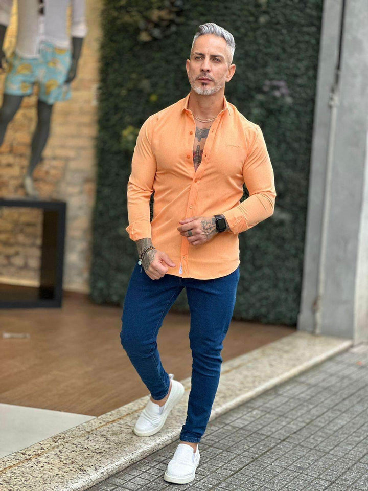 Camisa Manga Longa Gola Italiana Leon - Leon Elegance