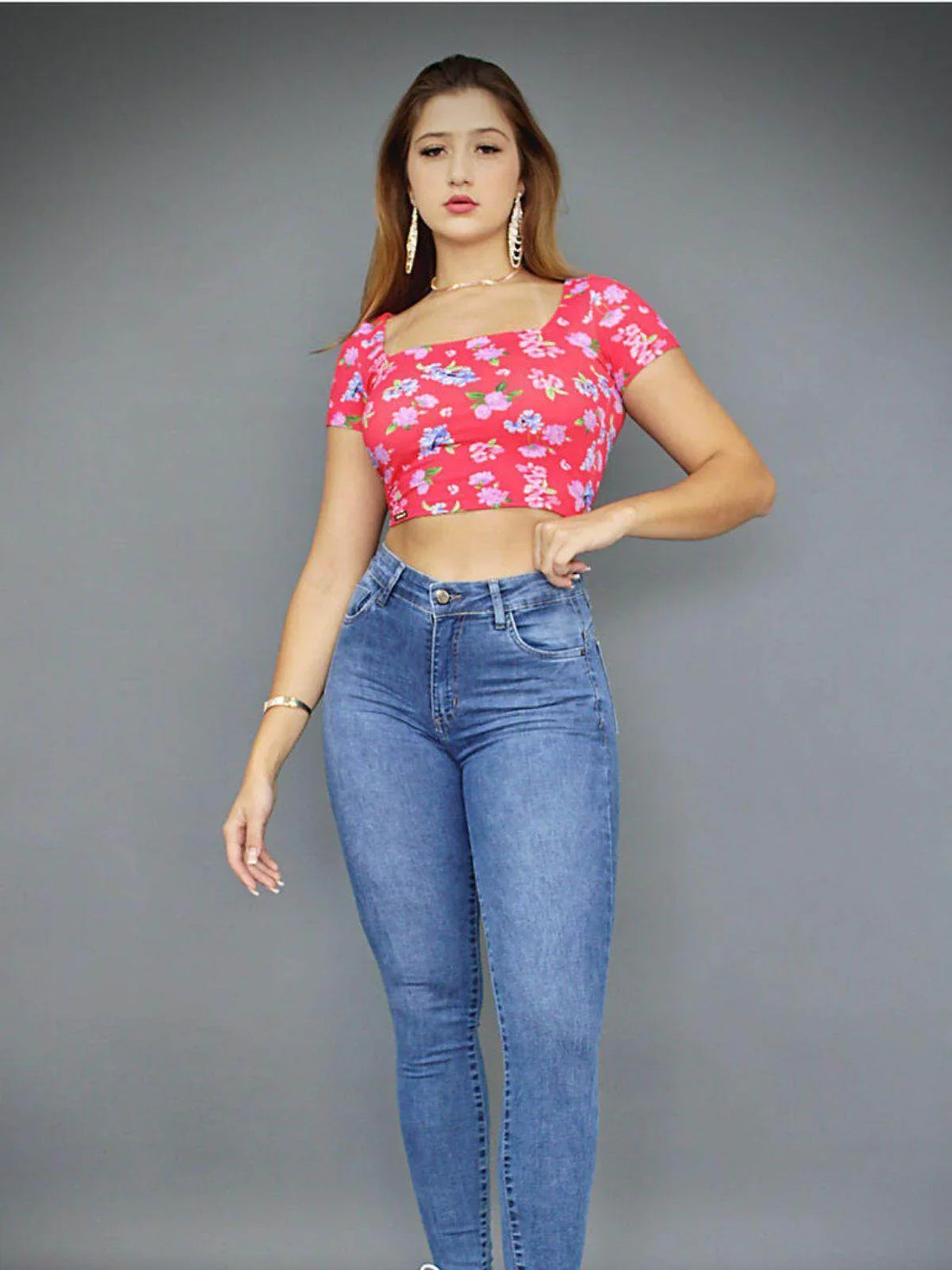 Cropped Meia Manga Filomena Florido Leon - Leon Elegance