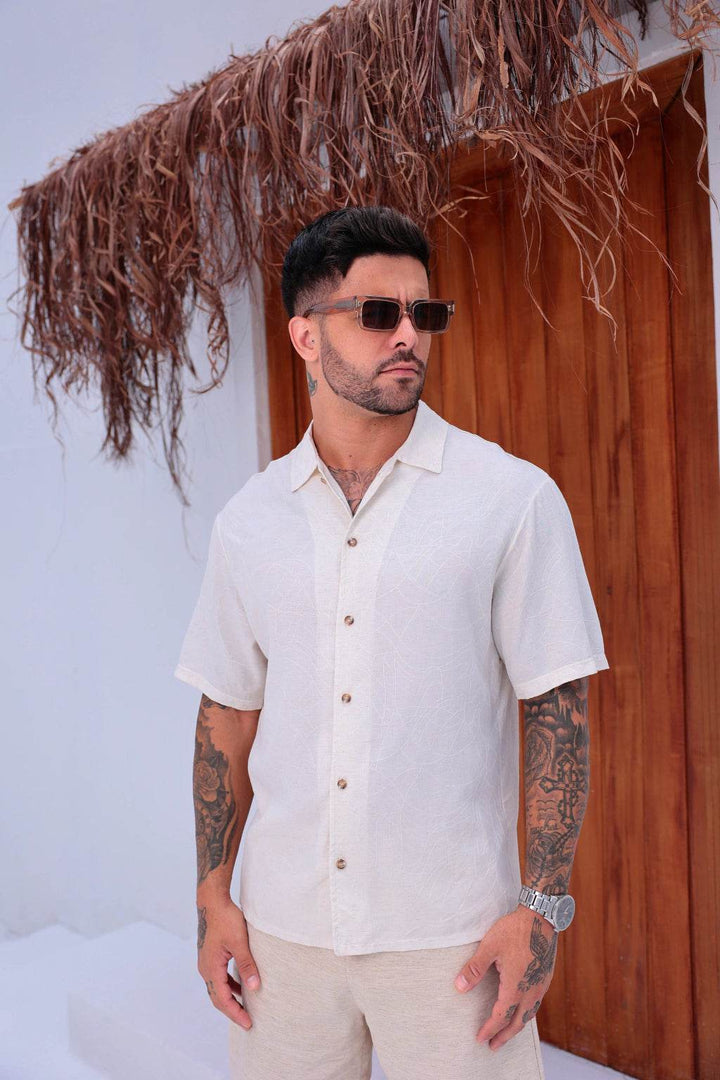 Camisa Men Resort Linho Bordada FB Leon - Leon Elegance