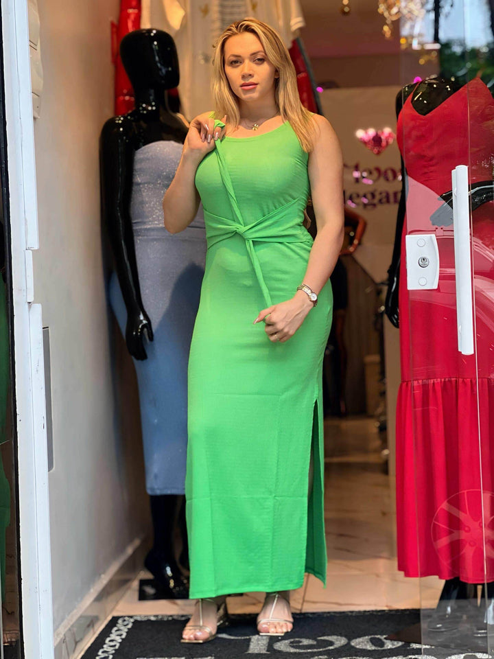 Vestido Midi Longo Com Amarração High Leon - Leon Elegance