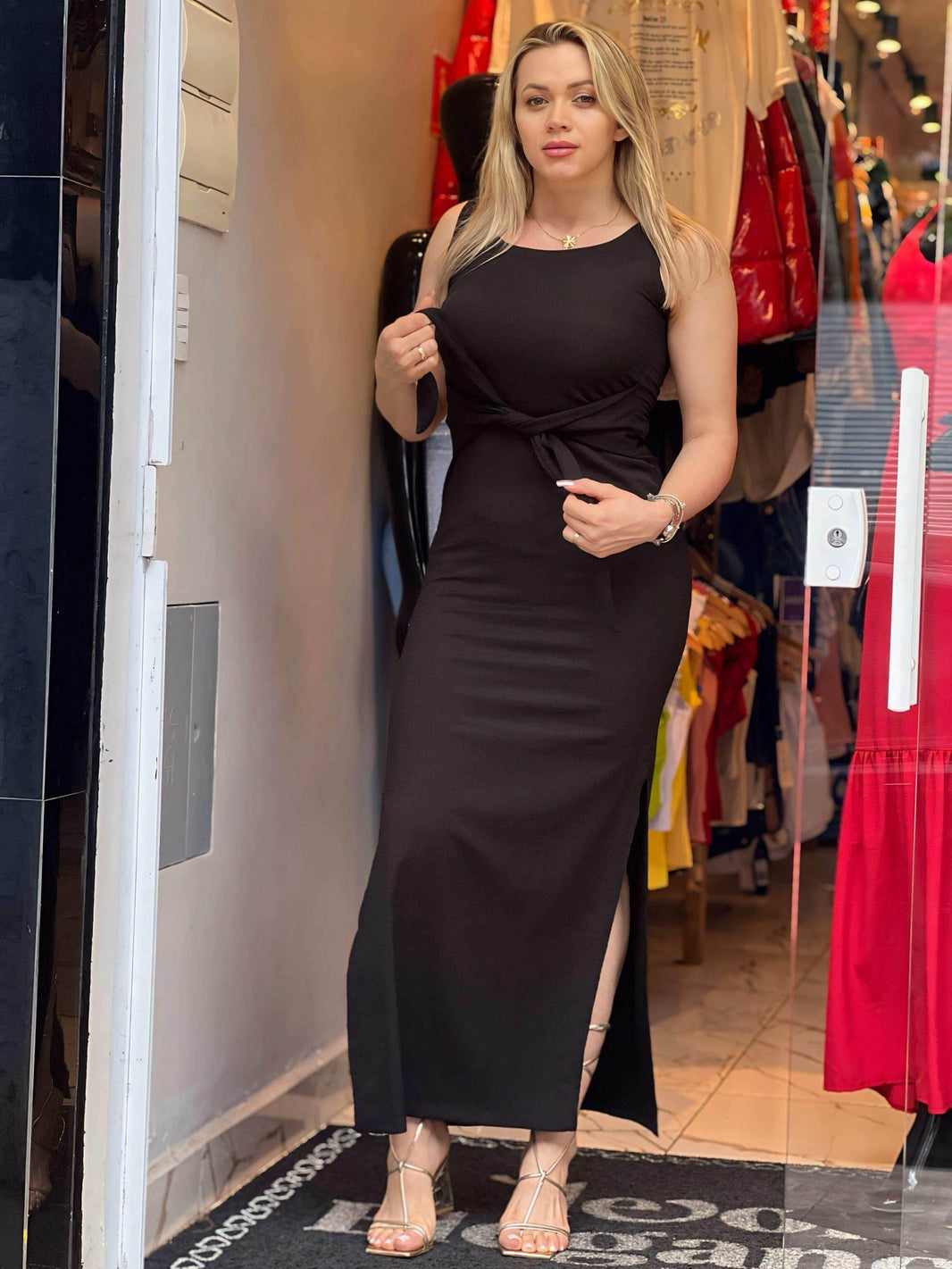 Vestido Midi Longo Com Amarração High Leon - Leon Elegance