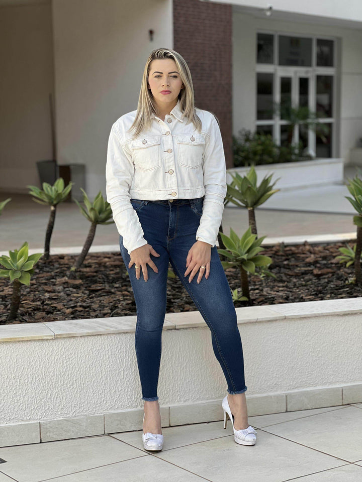 Jaqueta Jeans Cropped TriLift Leon - Leon Elegance