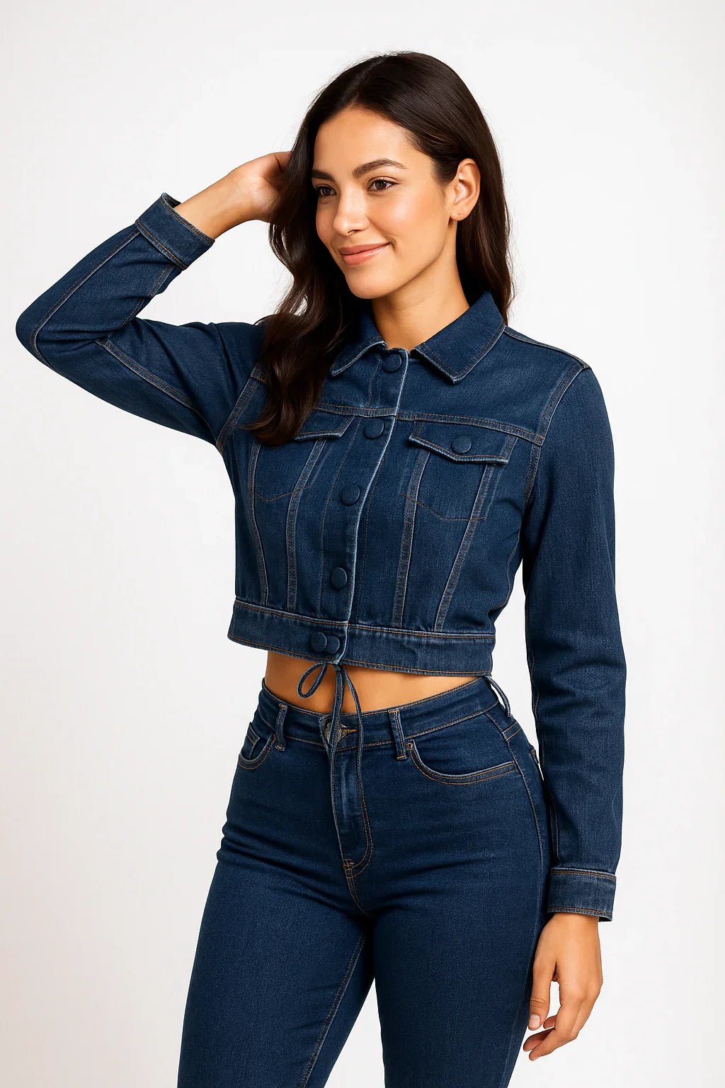 Jaqueta Jeans Feminina Cropped sol - Leon Elegance